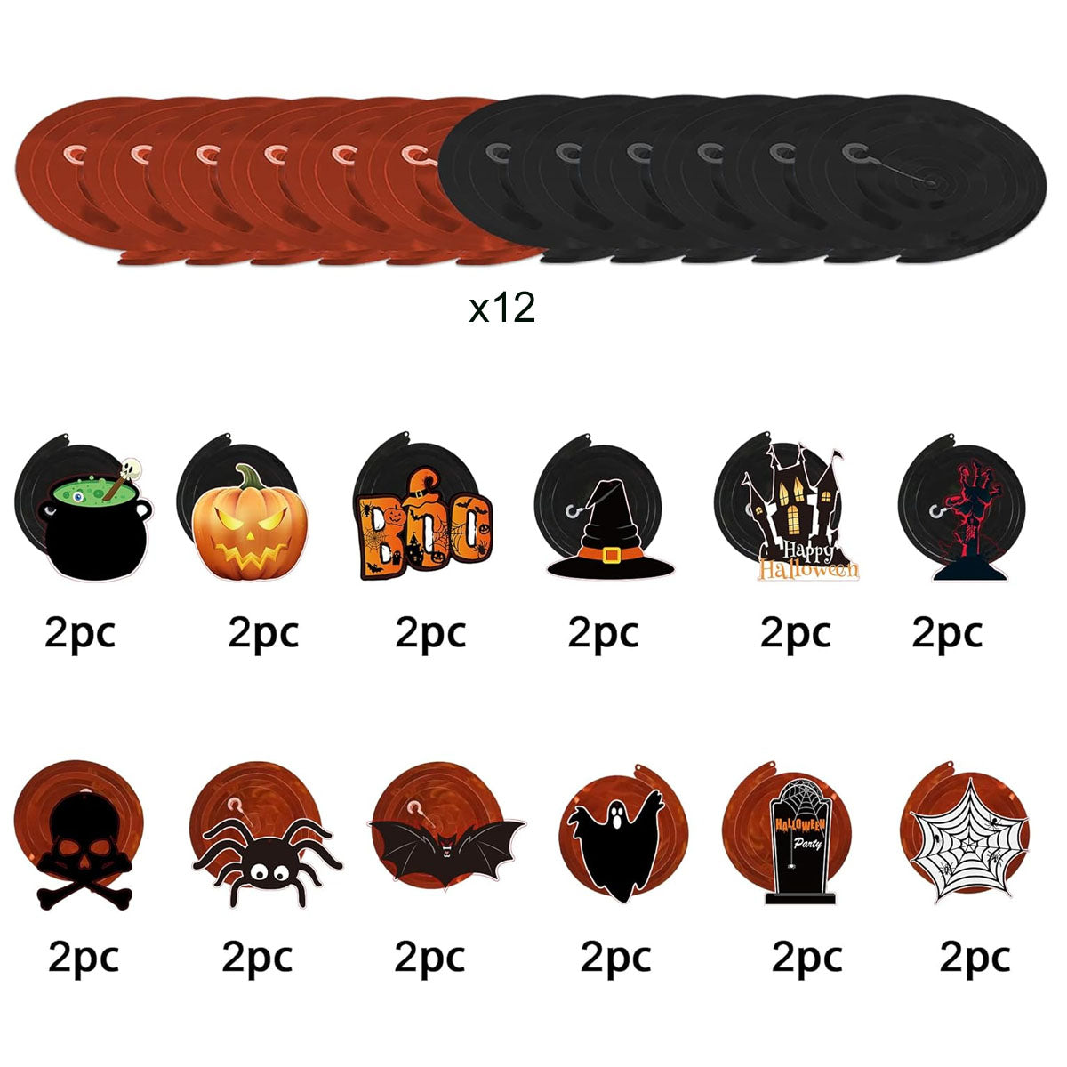 36 Pcs Halloween Hanging Swirl Decorations - Multi-Color