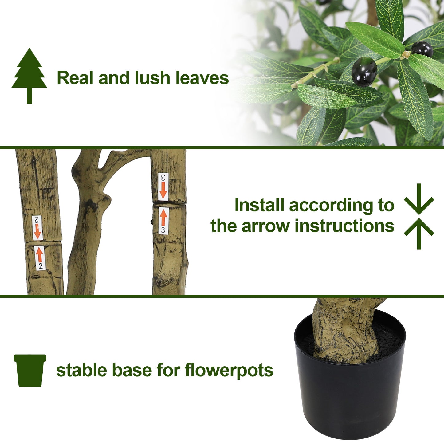 8FT Tall Artificial Olive Tree - Lifelike Faux Potted Plant