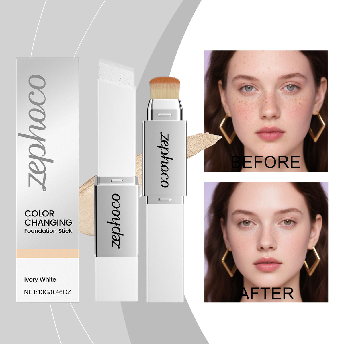 Two In One Color Changing Foundation Make-up Stick -ivory White -13g