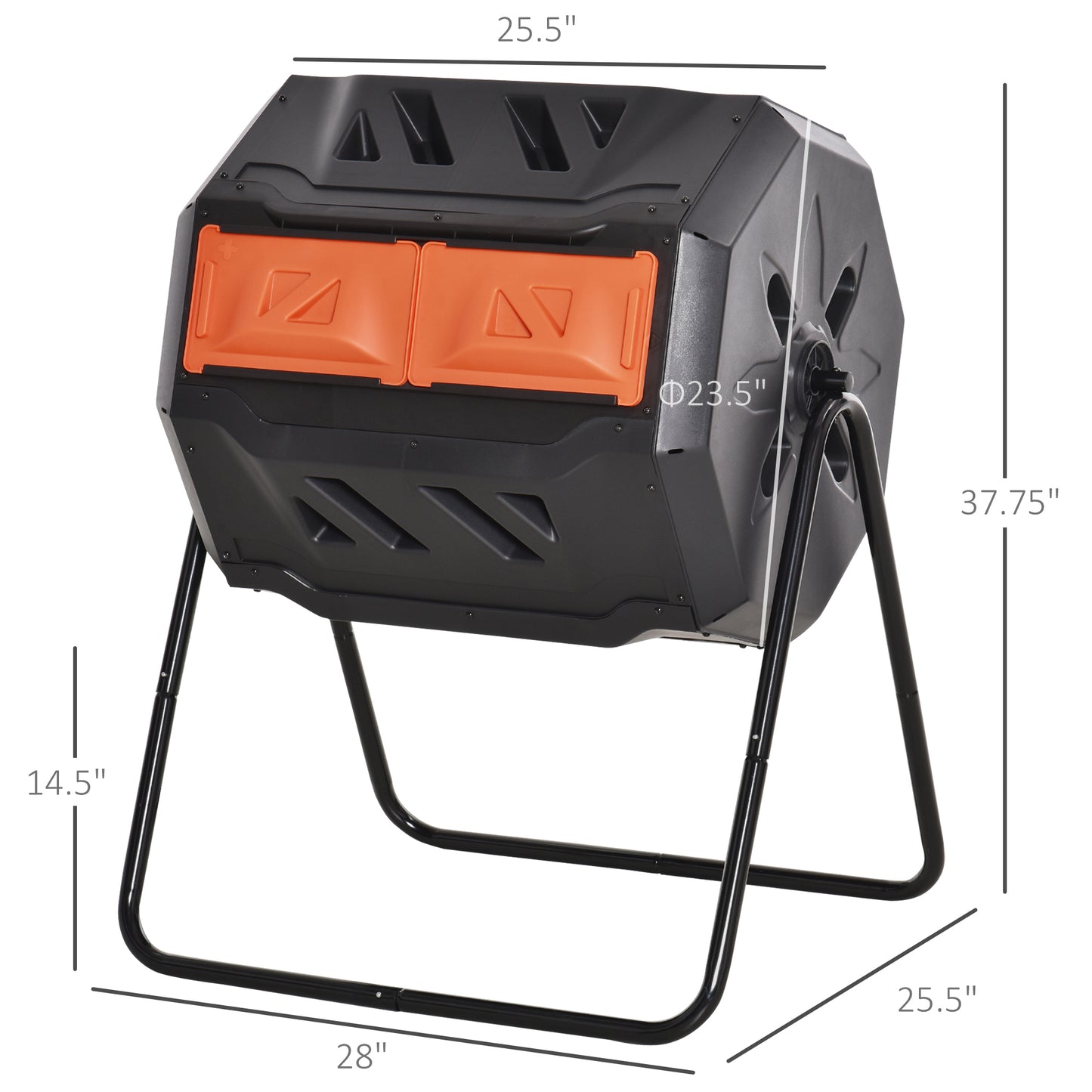 Outdoor 360° Rotating Compost Bin - Dual Chamber Garden Tumbler 43 Gallon