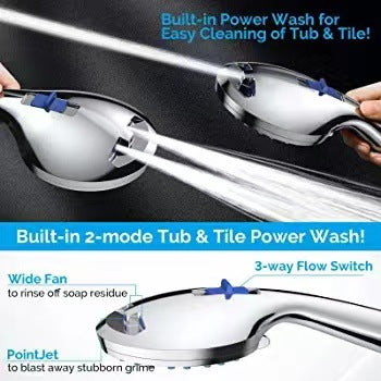 Multifunctional Shower Head with Pressurized Nozzle and Hose - Adjustable Spray Massage Rain