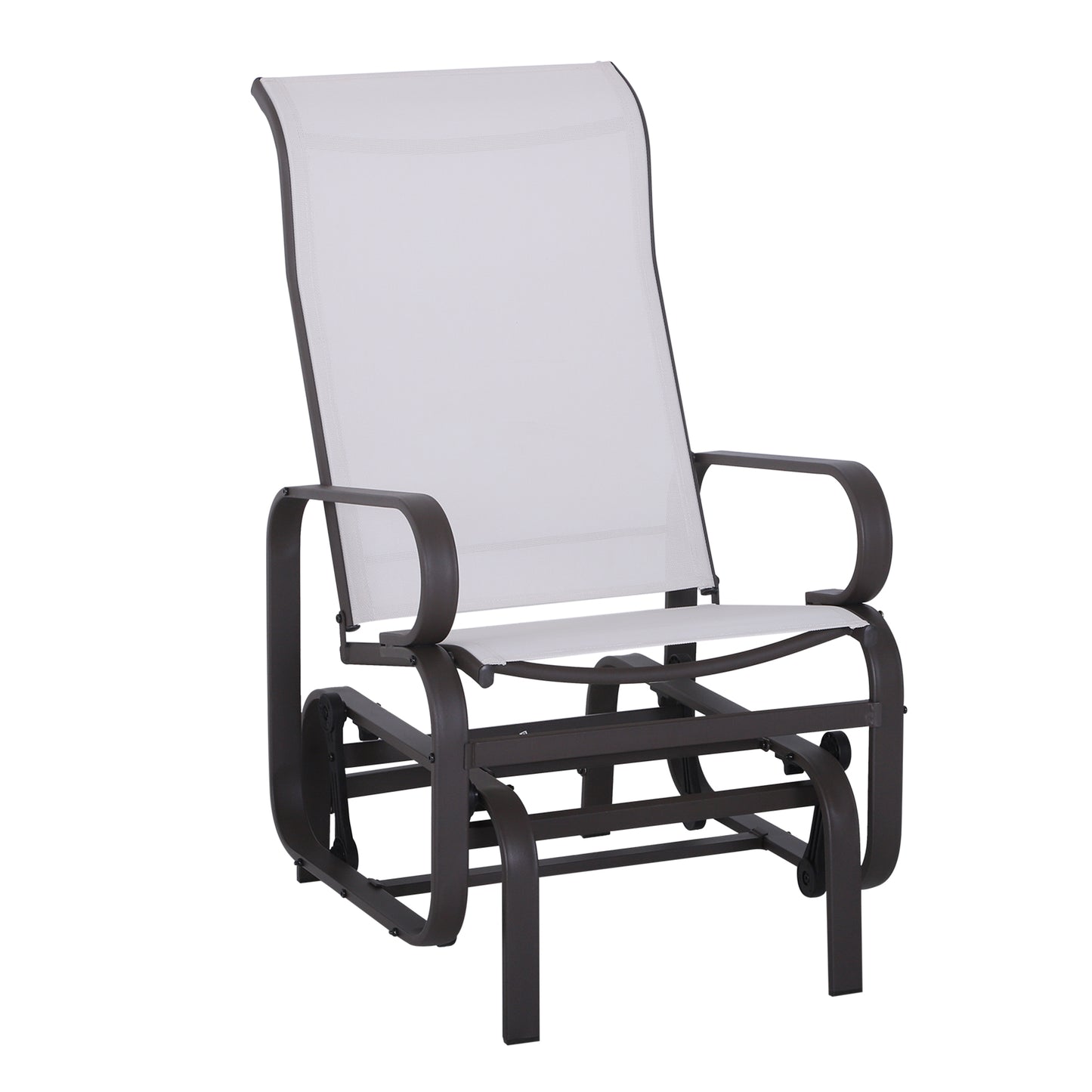 Gliding Lounger Chair - Lightweight Metal & Mesh, White