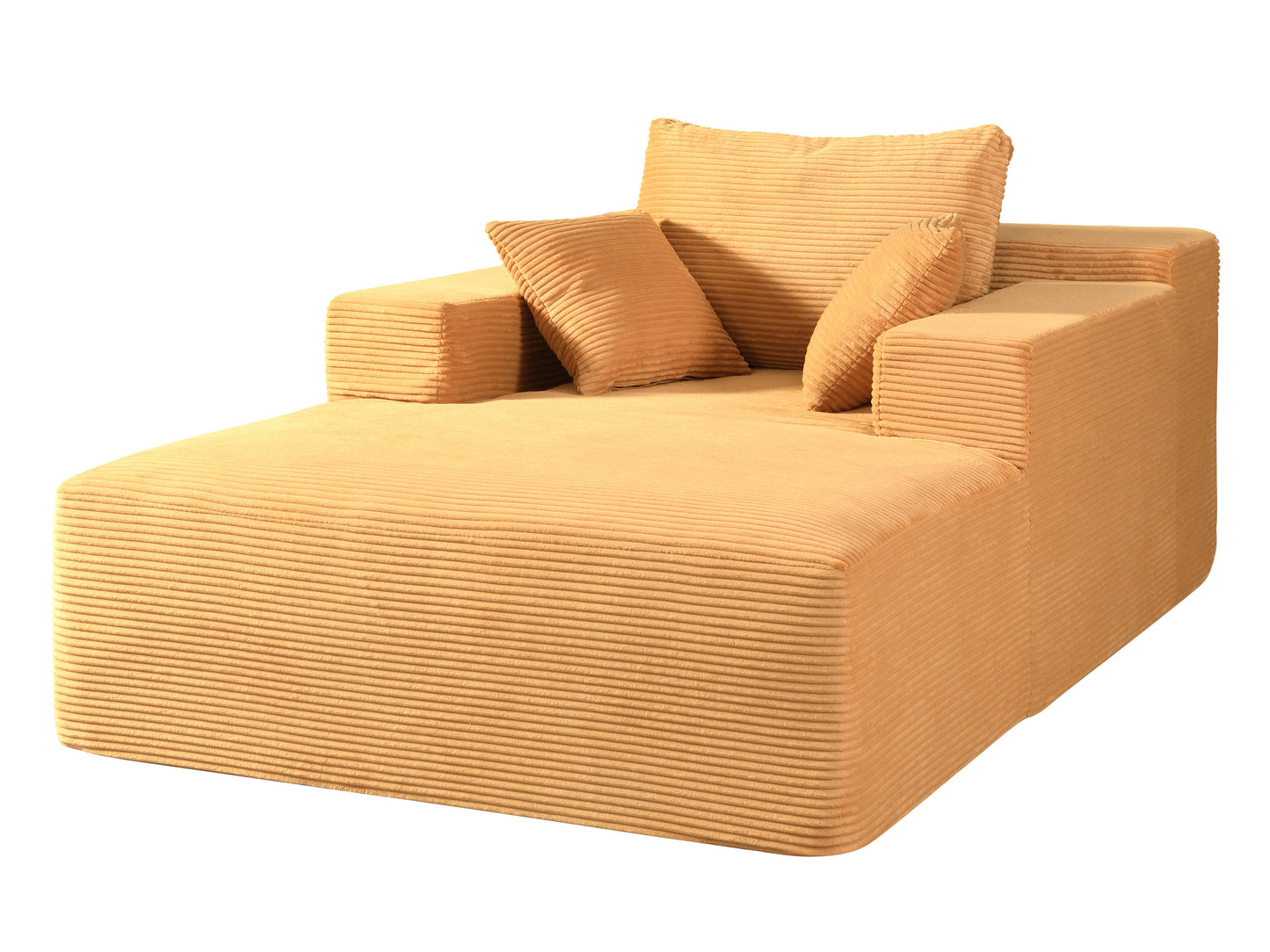Convertible Chaise Lounge Chair Indoor Oversized Corduroy Couch With