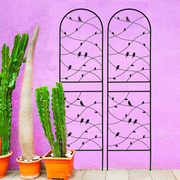 Metal Garden Trellis Support for Climbing Plants - 71" x 19.7" - Black