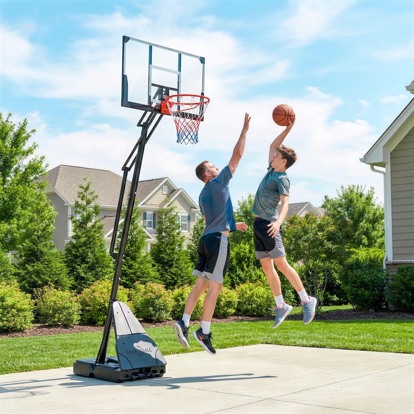 Adjustable Portable Basketball Hoop with 47" Backboard - Black
