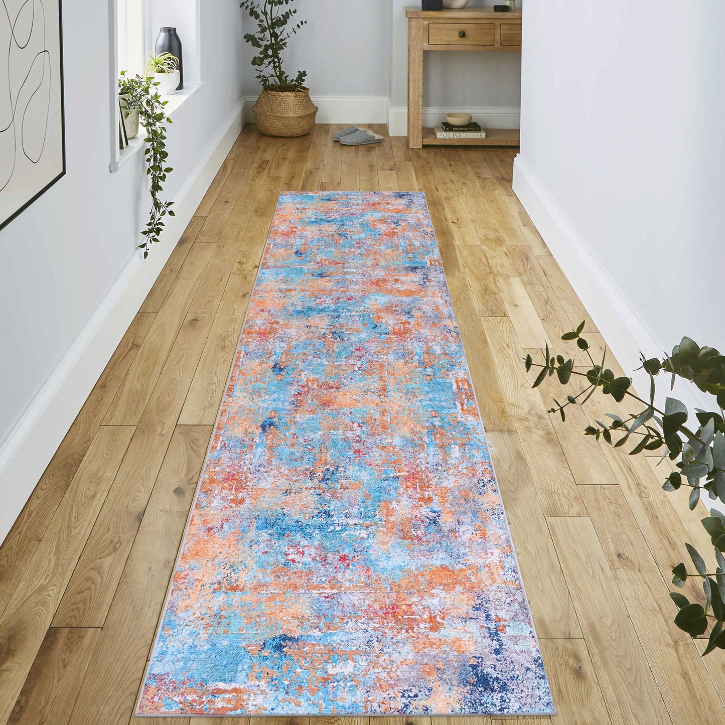 MAVAL Multi Washable Rug 2'6'' X 10' Runner Multi,