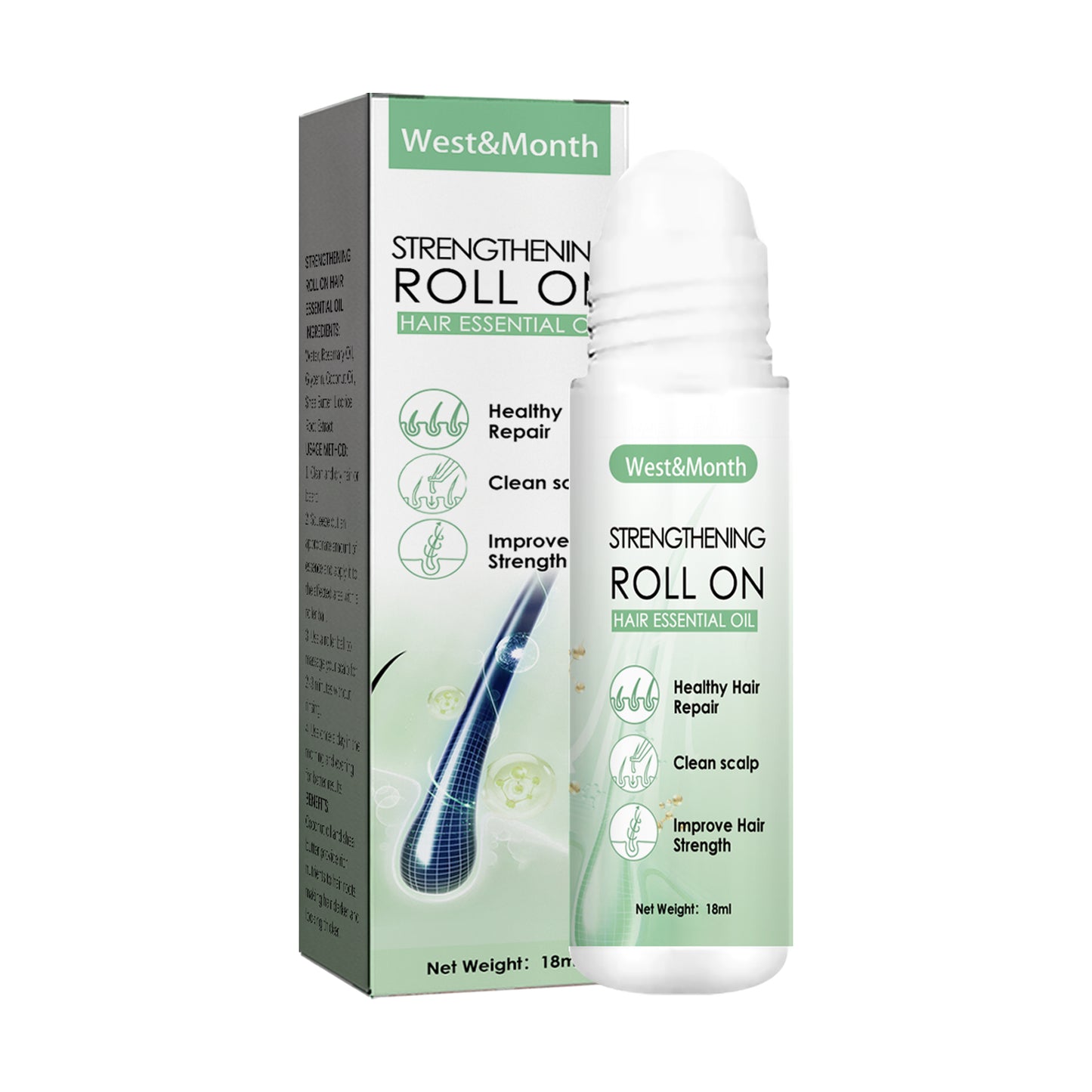 Hair Growth Scalp Massage Roller Ball with Rosemary & Coconut Oil