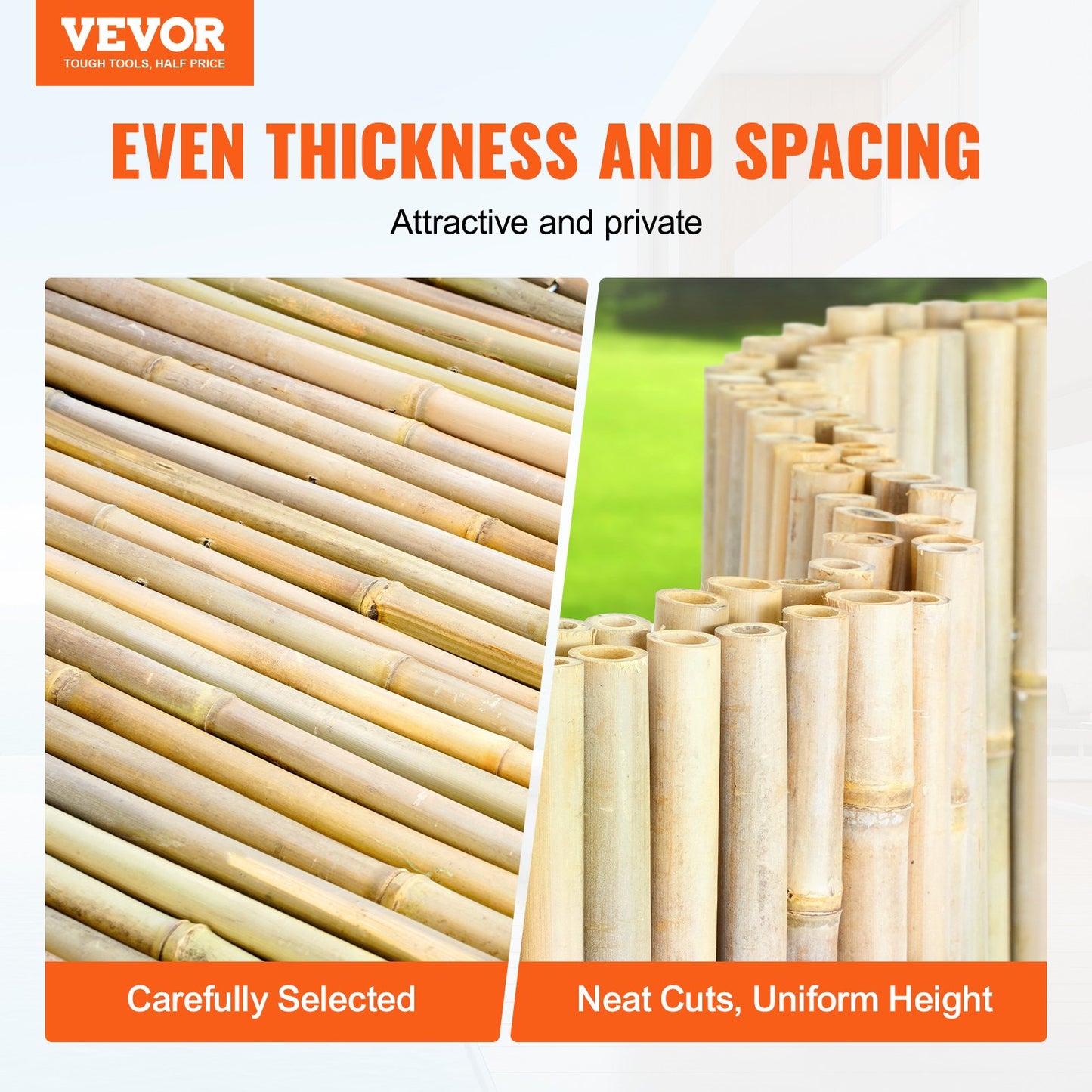 Natural Bamboo Fence Panel 6ft H x 8ft L Privacy Screen Garden Barrier