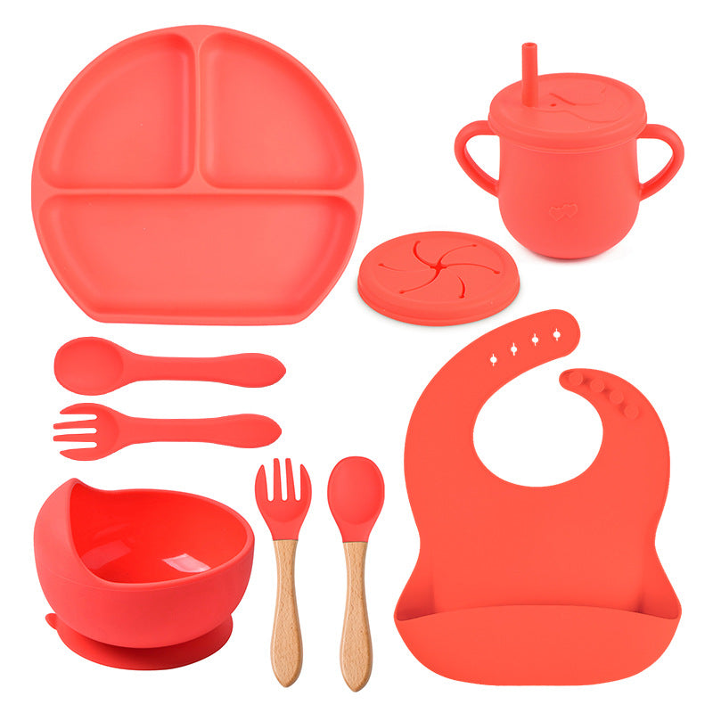 Silicone Solid Color Baby Tableware Set - Child Safe Dinnerware Kit