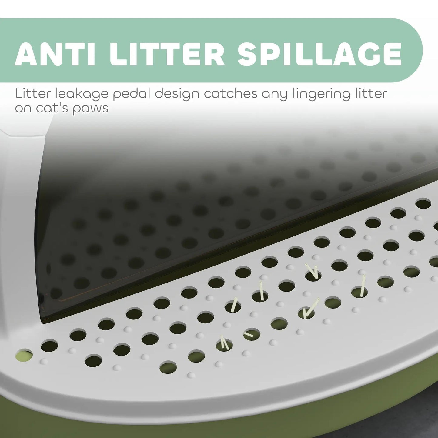 Green Cat Litter Box with Lid, Scoop & Deodorizing Bags