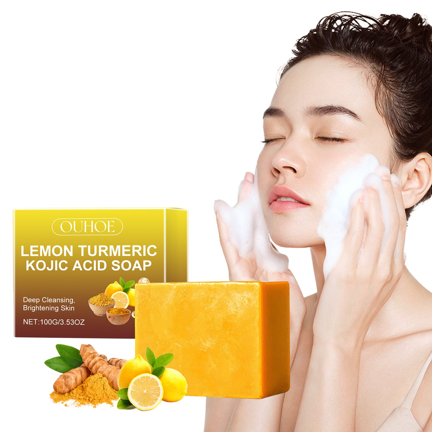 Lemon Turmeric Exfoliating Soap Bar for Face and Body - 100g