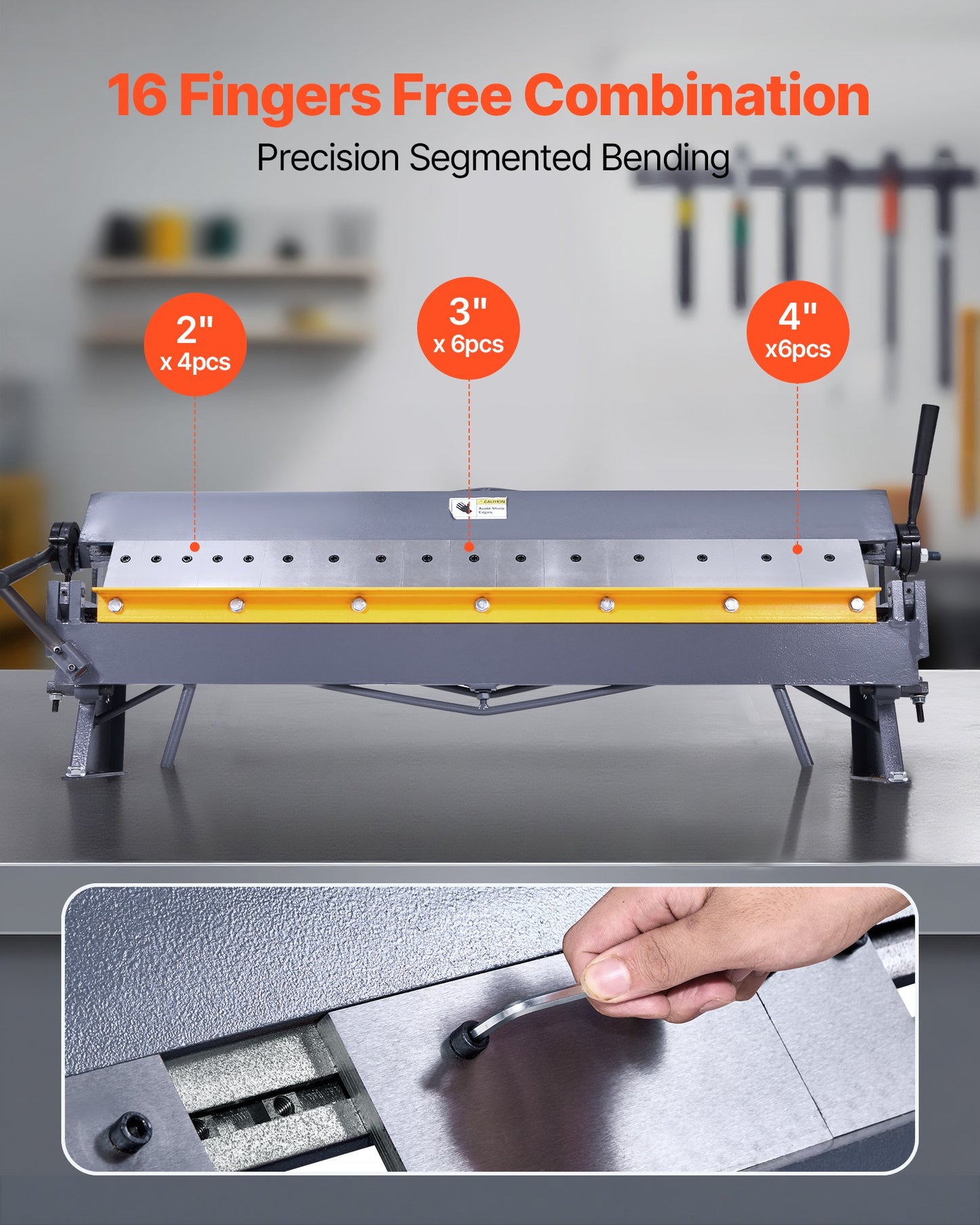 50-Inch Sheet Metal Brake Bender with 16 Fingers, Adjustable 0-135° - Heavy-Duty Aluminum Fabrication Tool