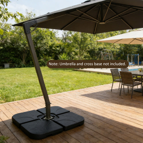 Heavy-Duty Offset Patio Umbrella Stand, Refillable Base With Water Or