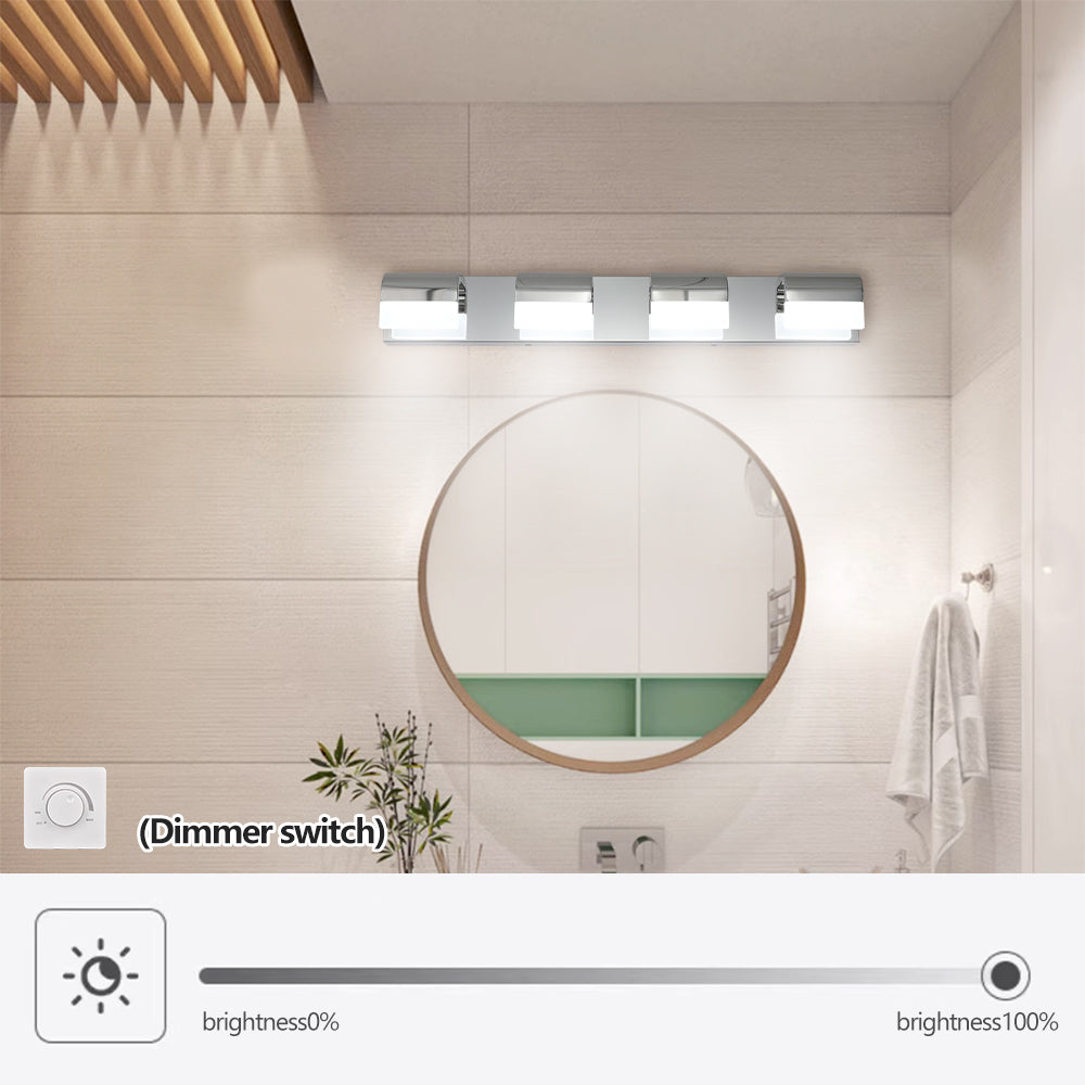 4-Light Modern Bathroom Vanity Lighting - LED Wall Fixture