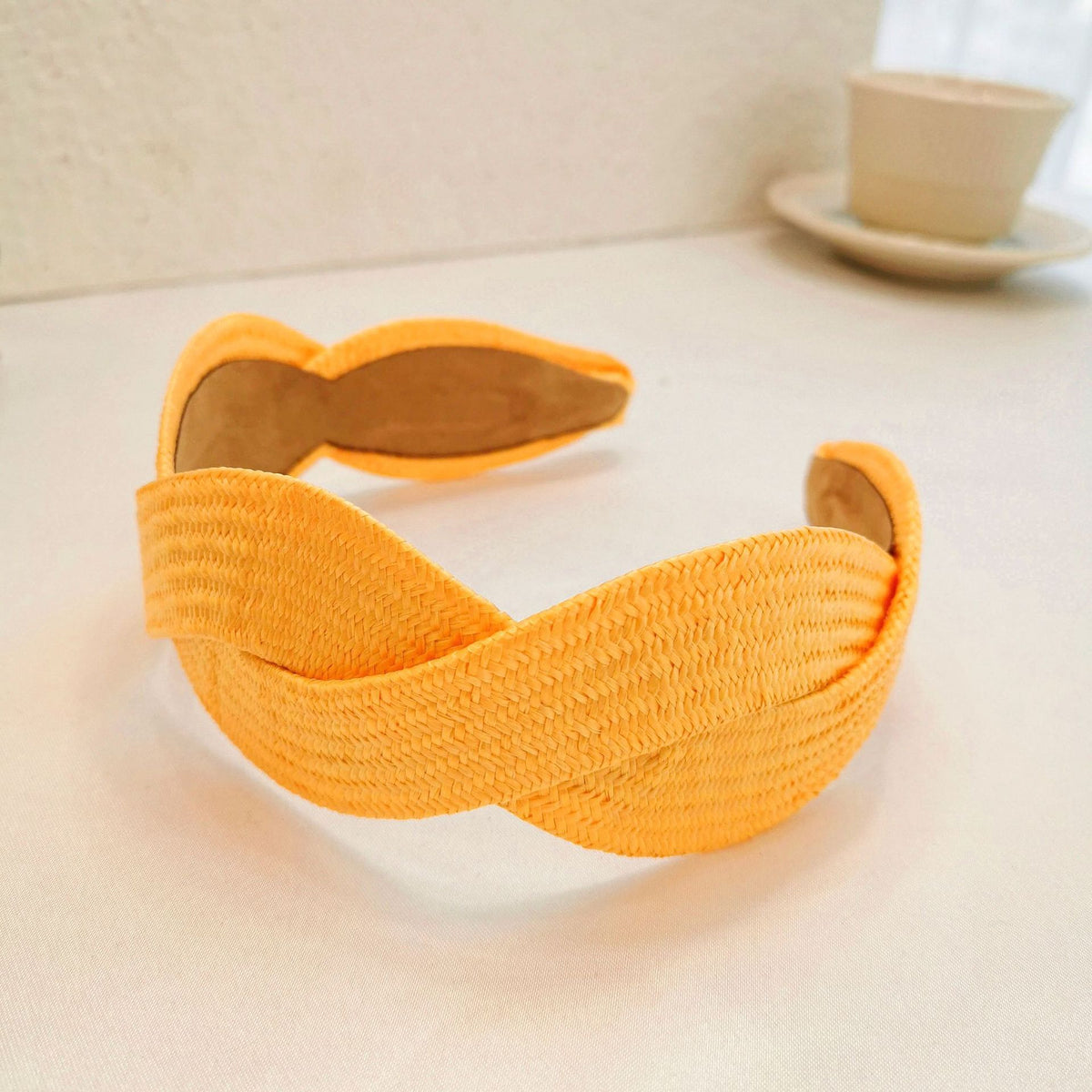 Wide-Brimmed Straw Headband, Retro Korean Style