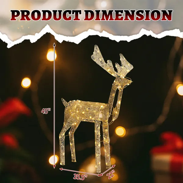 3.6FT Motorized Christmas Reindeer with LED Lights for Indoor & Outdoor Decor