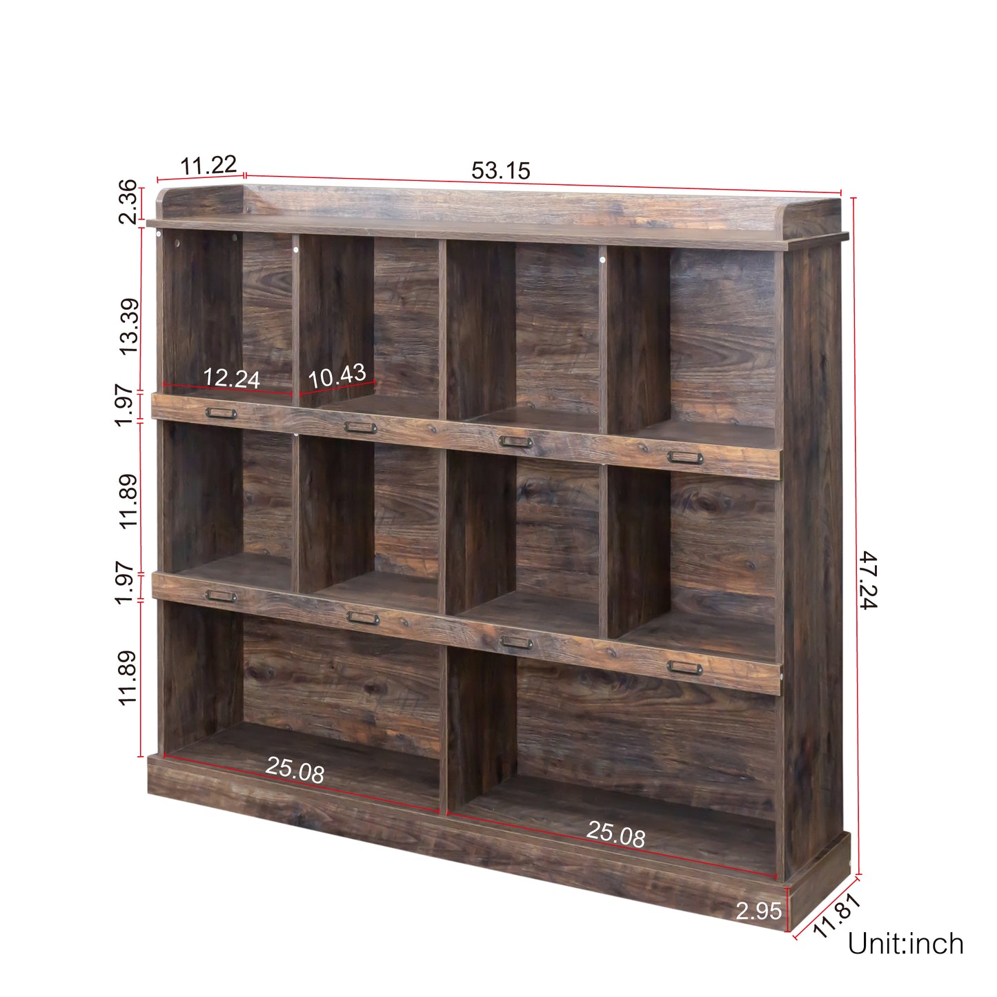 Espresso 10-Shelf Bookcase for Home Office Storage