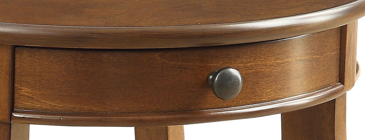 Walnut Finish Accent Table with Drawer & Open Shelf