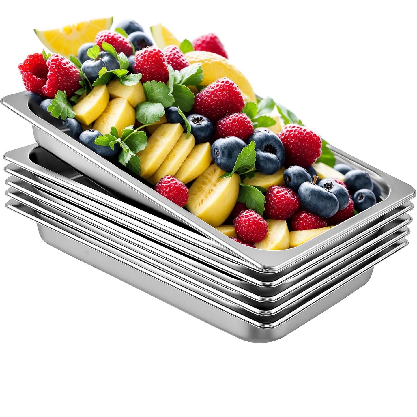 Full Size Deep Stainless Steel Steam Table Pan - 6 Pack