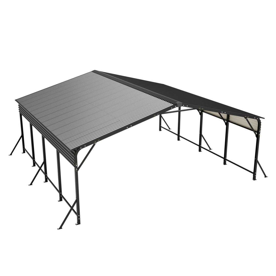 Heavy Duty Galvanized Steel Carport Canopy with Waterproof Roof - Large Capacity Shelter