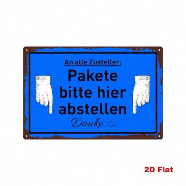 Creative 2D Flat Directional Sign with German Text - Wall Decor