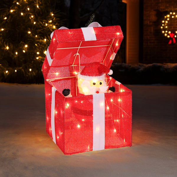 Motorized Pop-up Gift Box with 60 LED Lights - Christmas Decor
