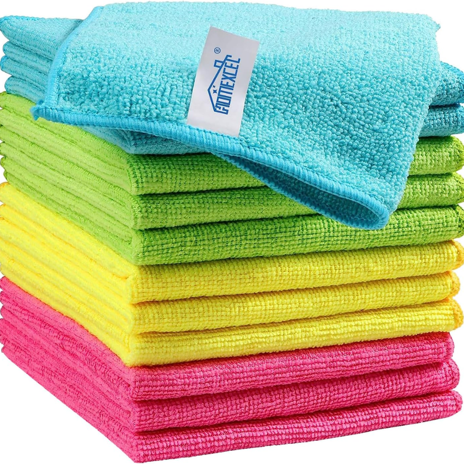 12-Pack Microfiber Cleaning Cloths - Lint-Free Absorbent Rags for Multi-Use