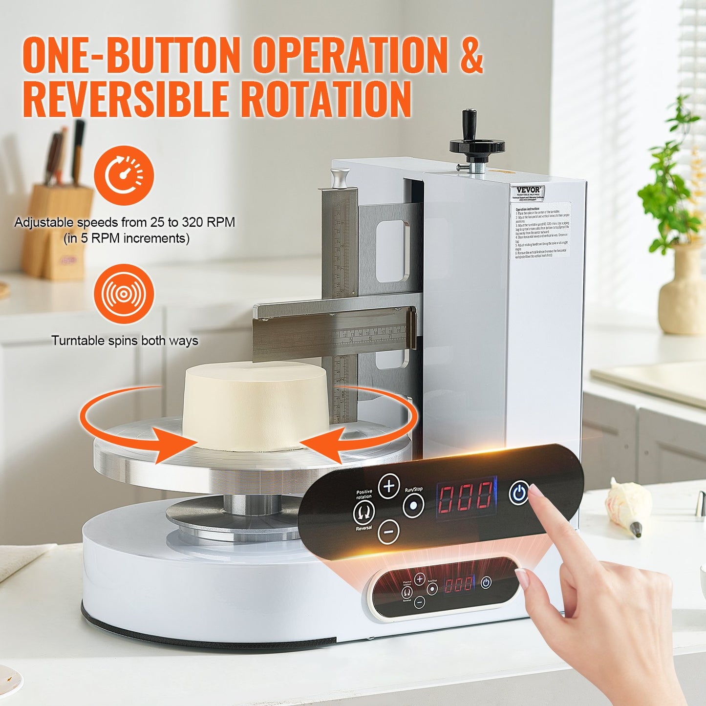 Cake Decorating Machine for 4-12 Inch Cakes - White, Adjustable Speed