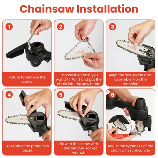 3-in-1 Cordless Garden Pole Saw Mini Chainsaw & Grass Trimmer Kit, Adjustable Length