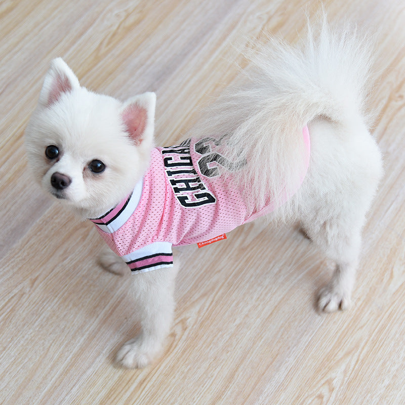 Large Mesh Basketball Dog Vest - Summer Pet Clothes for Active Dogs