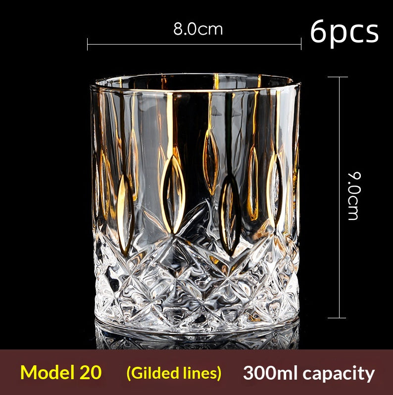Large Gold-Trimmed Gin Crystal Glass - Vintage Drinkware for Bar & Kitchen