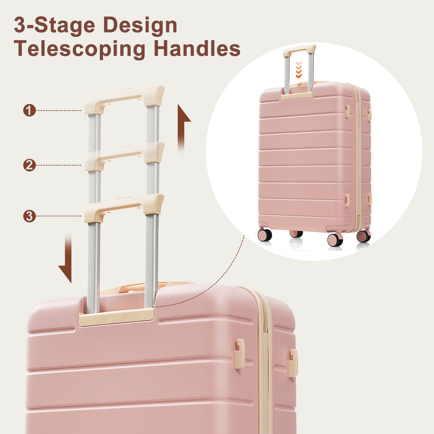 6-Piece Pink Hardside Luggage Set with TSA Lock & Duffel Bag