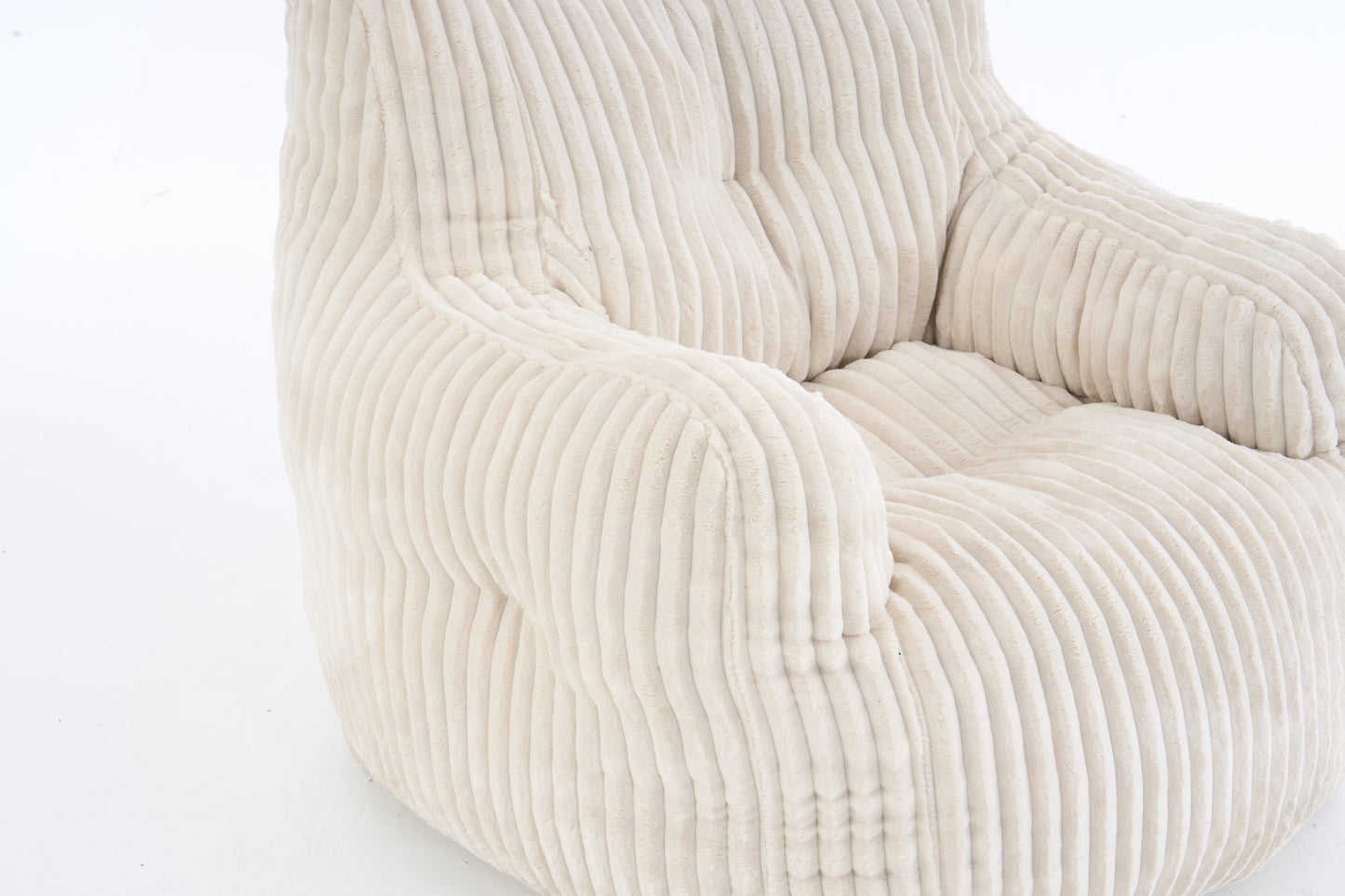 Soft Corduroy Bean Bag Chair with Memory Foam - Beige
