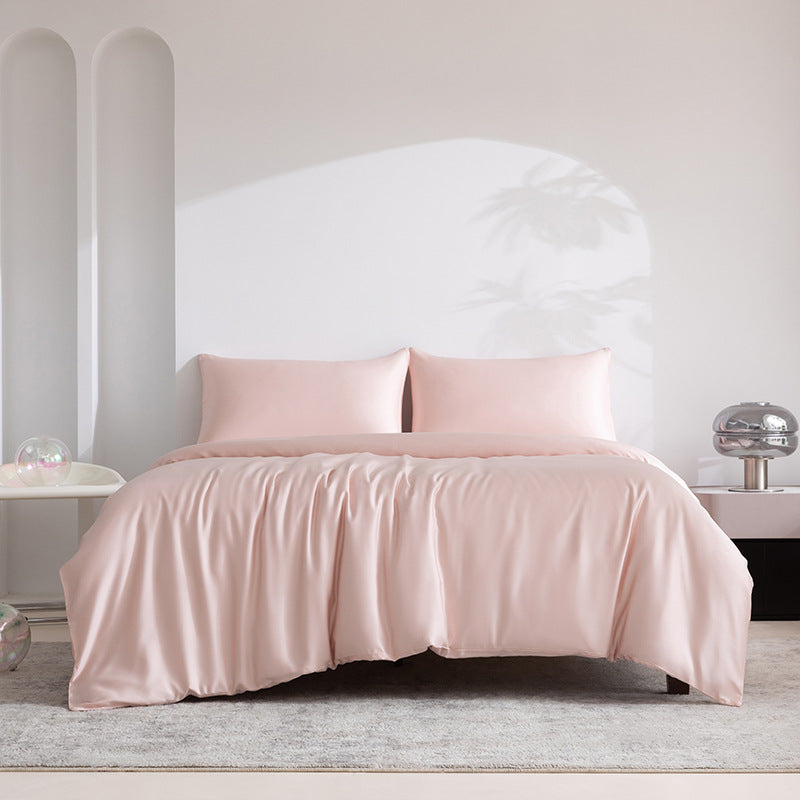 Lyocell Bed Sheet Set with Fitted Sheets and Quilt Cover - Light Luxury Bedding
