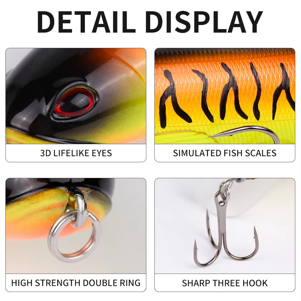 Topwater Fishing Lure Kit - 10pcs 14cm Propeller Bait Set