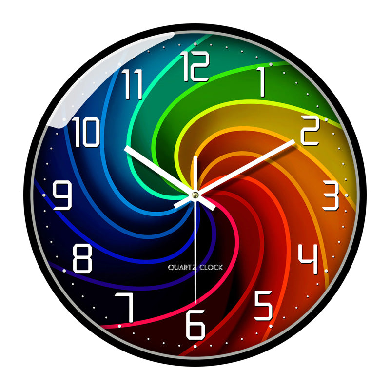 Silent Modern Round Wall Clock 12 Inch Glass Home Decor