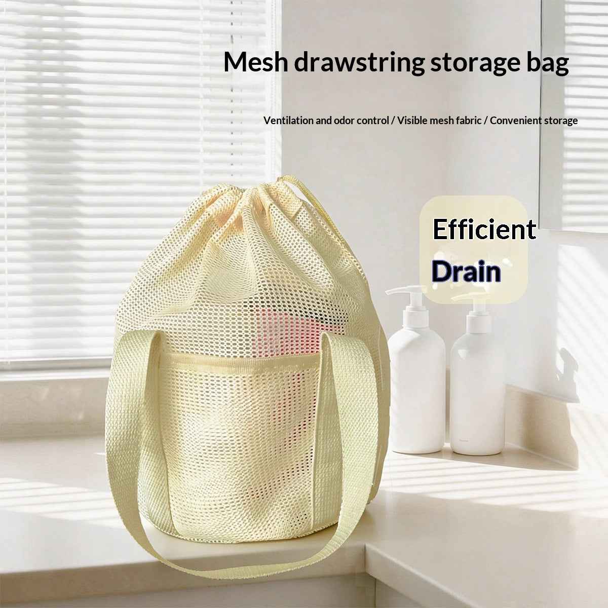Travel Toiletry Mesh Bag - Lightweight, Breathable, Foldable Cosmetic Storage