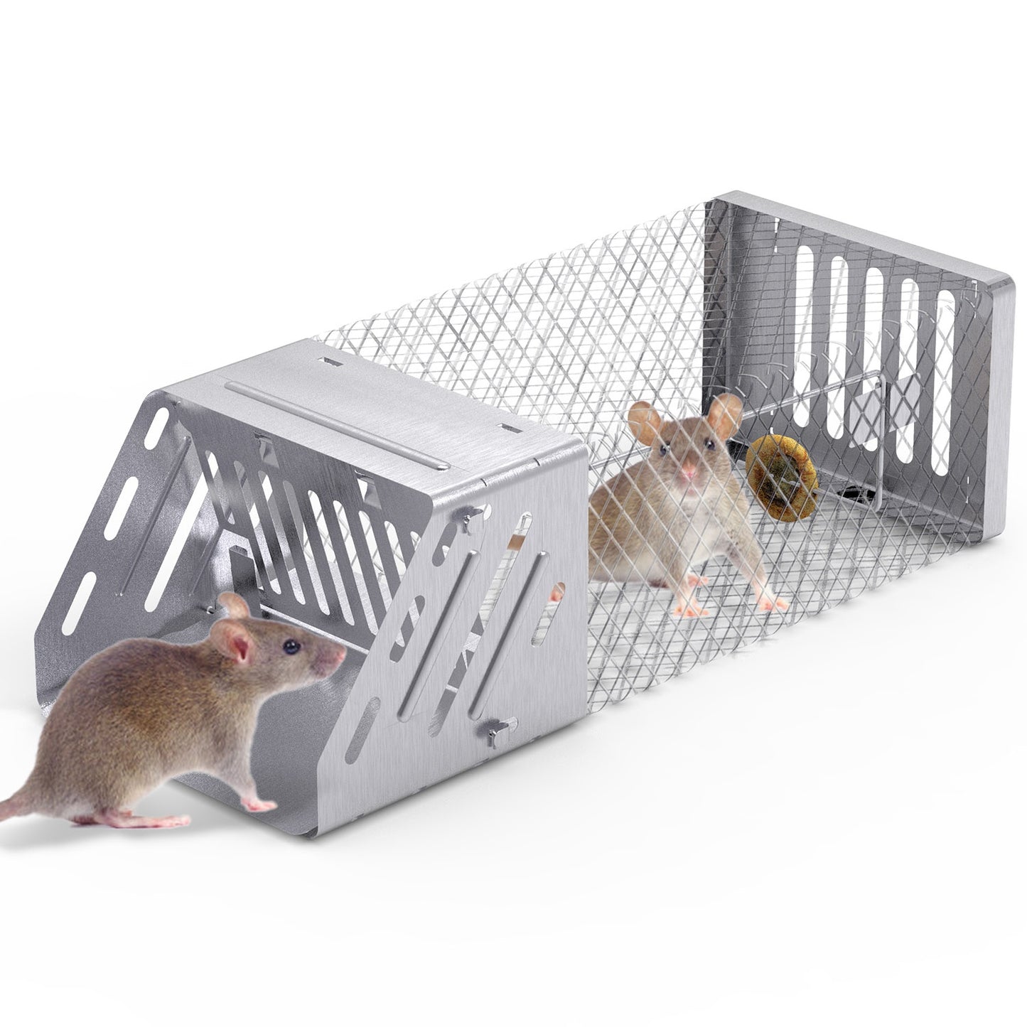 Automatic Continuous Mouse Trap - Humane Live Rodent Cage - Silver
