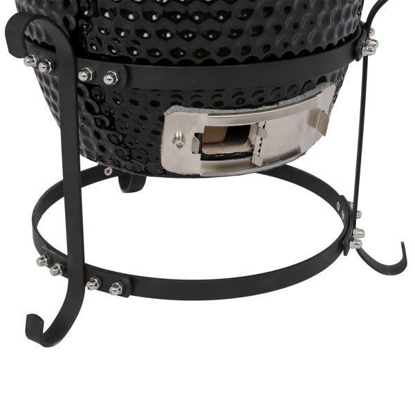 13in Round Charcoal Ceramic Grill Black for Outdoor Barbecue