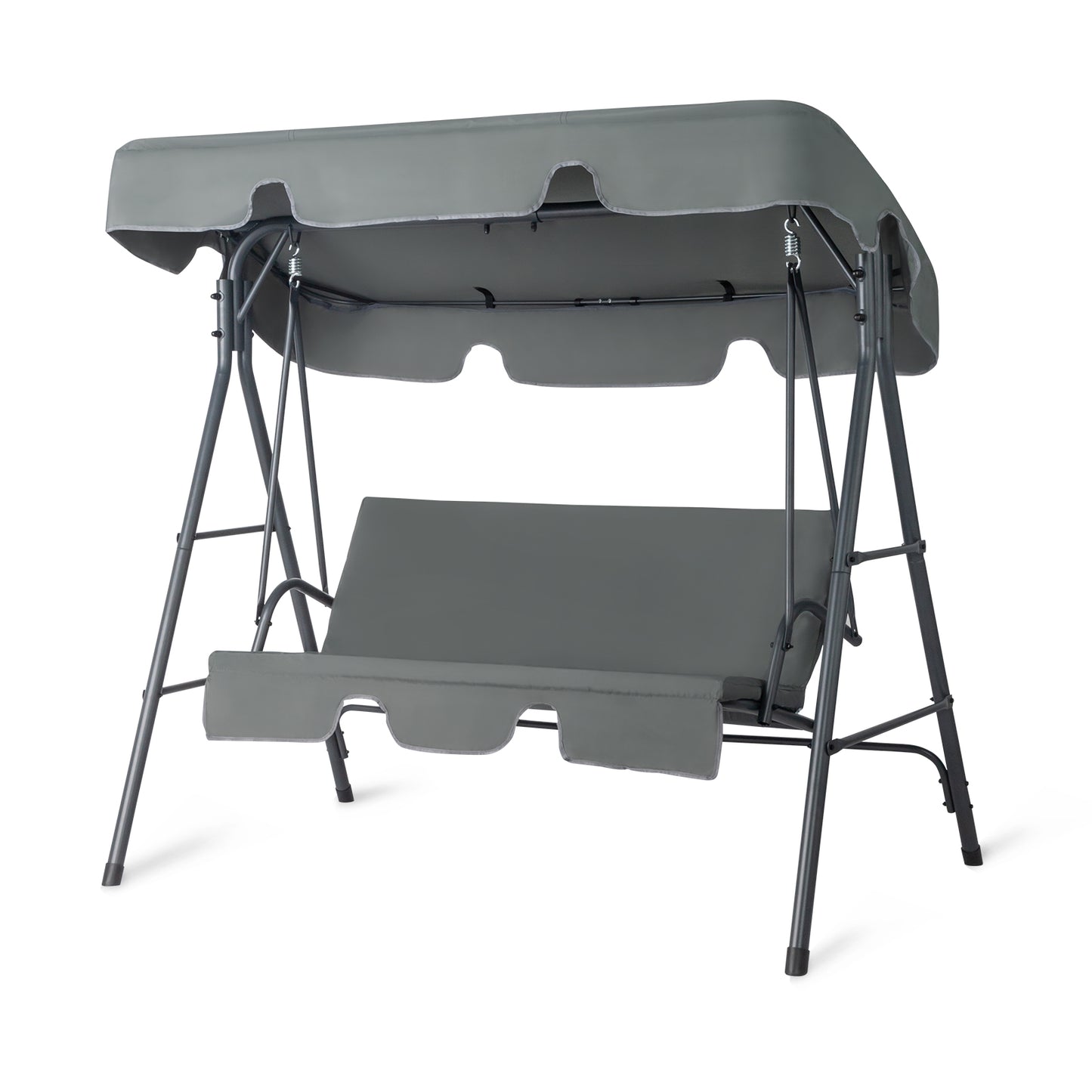 3-Person Garden Swing Set with Adjustable Canopy & Cushions