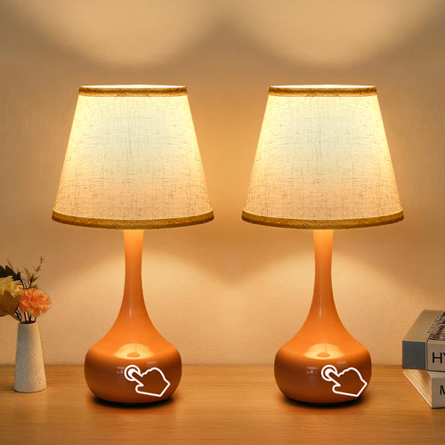 Dimmable Touch Table Lamp Set - Pink Bedside Lamps with LED Bulbs
