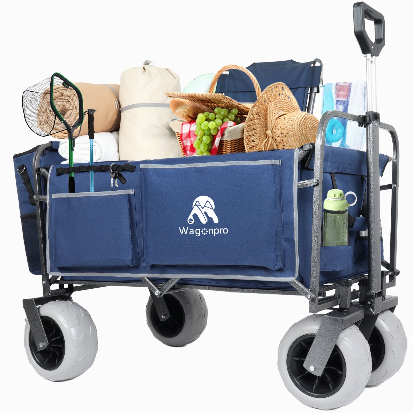 All-Terrain Beach Wagon with Big Wheels - 500lbs Capacity, Dark Blue