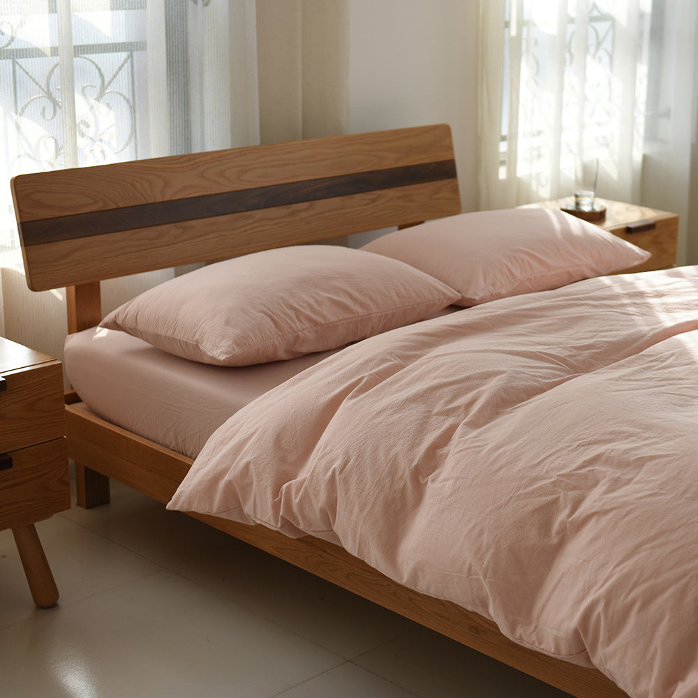 Solid Color Cotton Bed Sheet Set - Four-Piece Dormitory Bedding