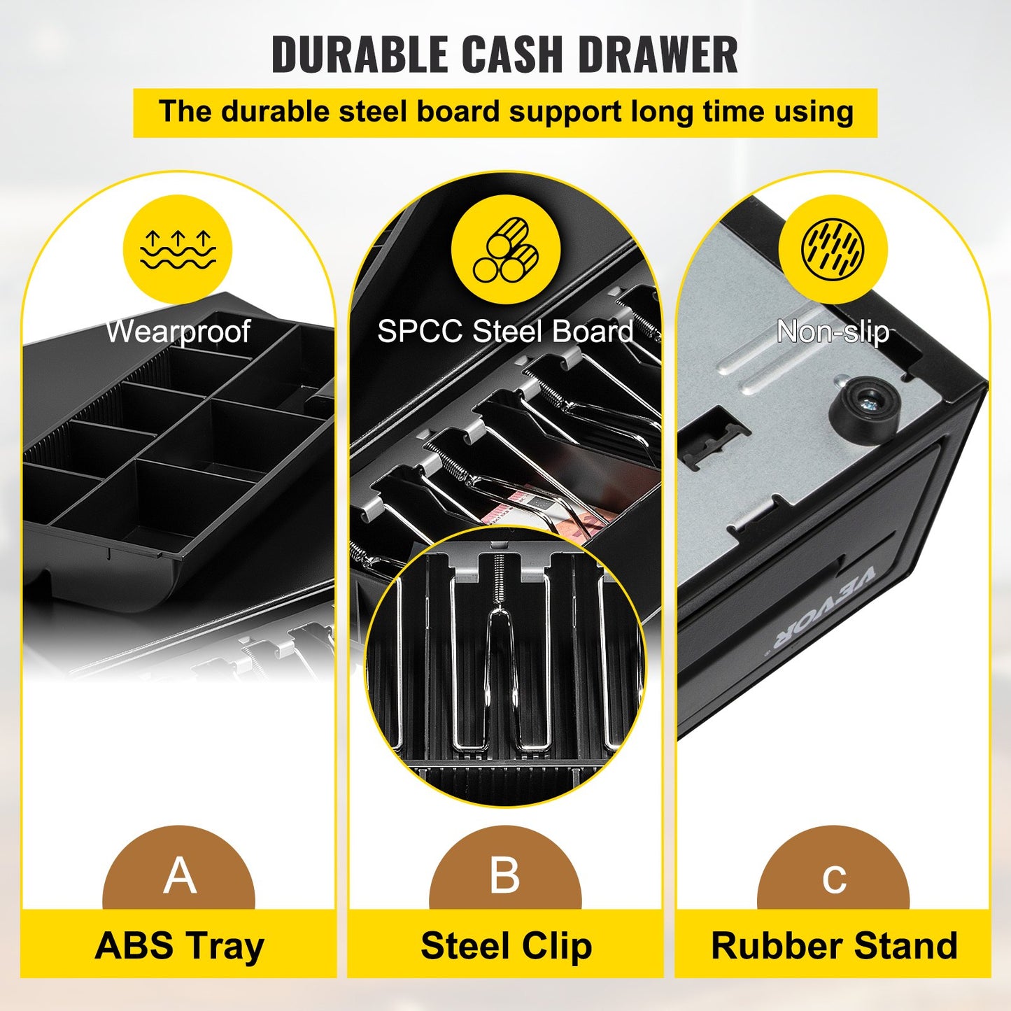 16-Inch Cash Register Drawer for POS System - Black