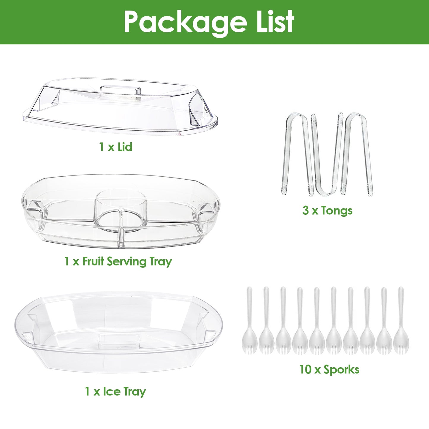 Chilled Veggie Tray with Lid & Compartments - 4-Section Serving Platter