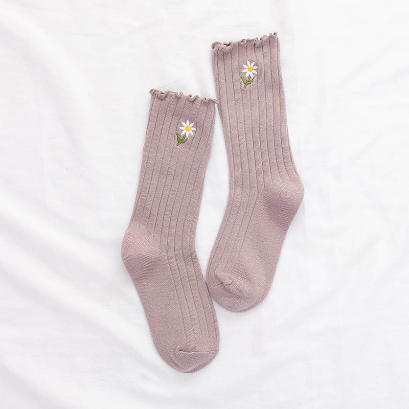 Women's Autumn Winter Breathable Solid Color Socks - One Size