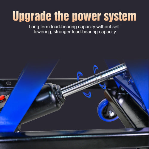 Hydraulic Lift Truck 500 lbs Capacity for Material Handling and Transportation - Steel, Black+Blue