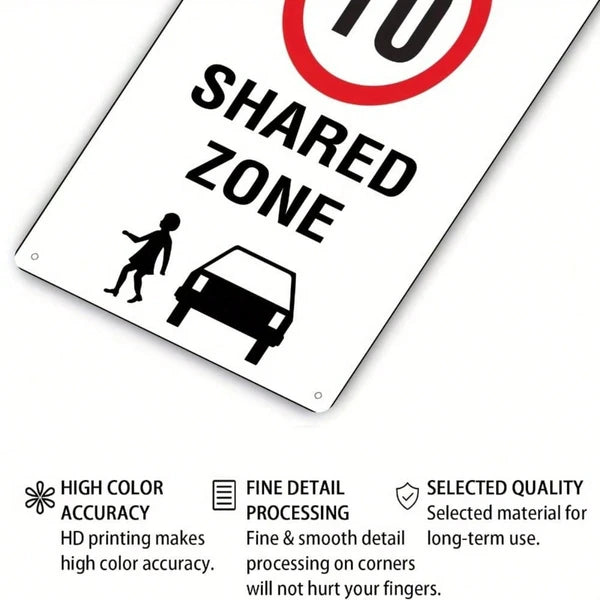 Vintage Speed Limit 10 Km/H Metal Wall Sign - 8x12in