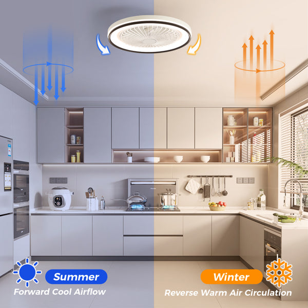19 Inch RGB Dimmable Ceiling Fan with Remote Control, Bladeless Design for Bedroom & Party