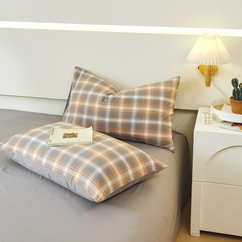 Washed Cotton Pillowcase Set - Double Piece Japanese Style Home Textiles